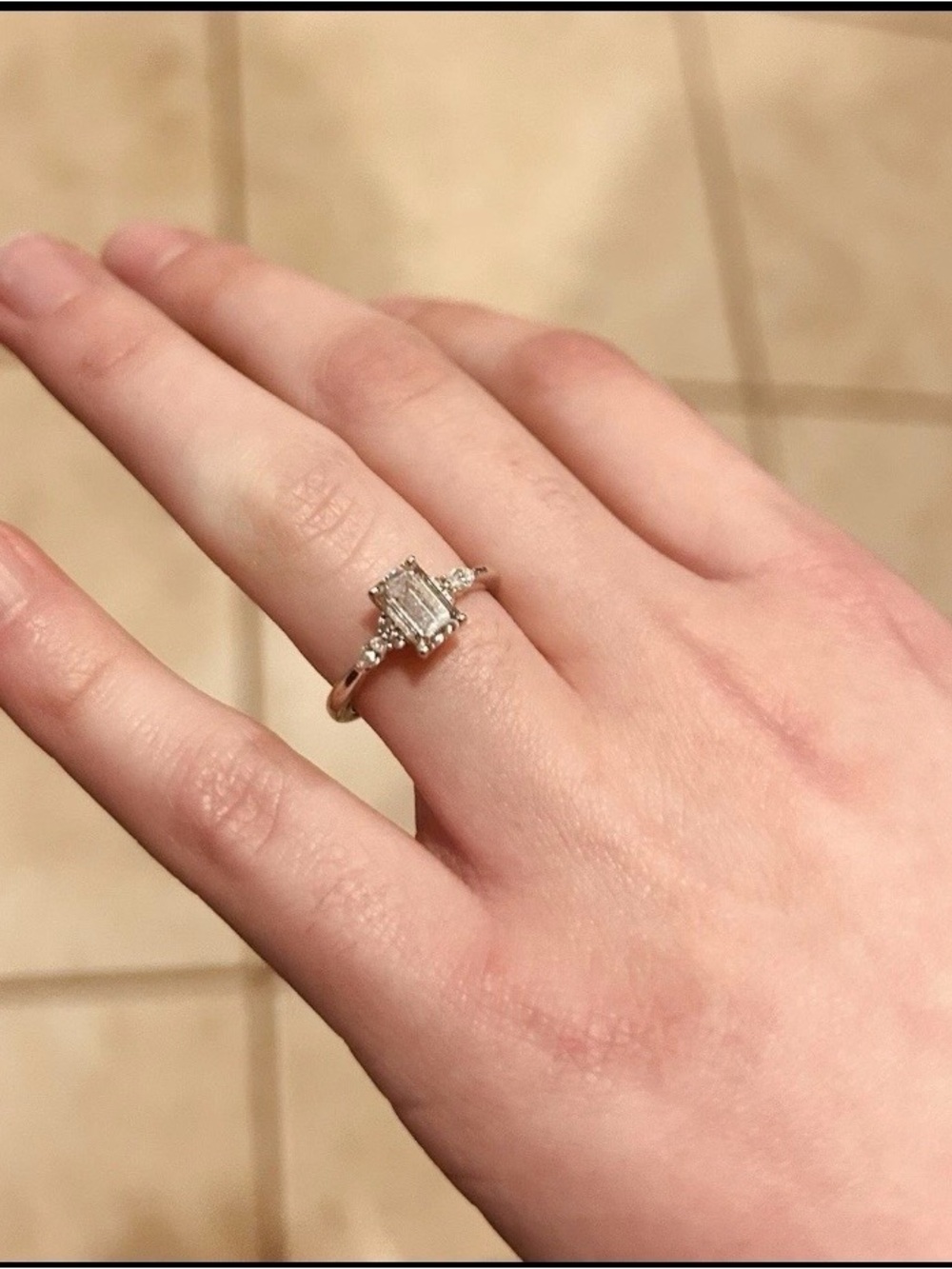 Real Diamond Ring by Rare Carat Emerald Cut 1.26 Carat Size 7